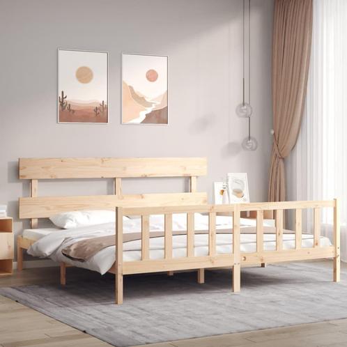 vidaXL Bedframe met hoofdbord massief hout 200x200 cm, Maison & Meubles, Chambre à coucher | Lits, Envoi