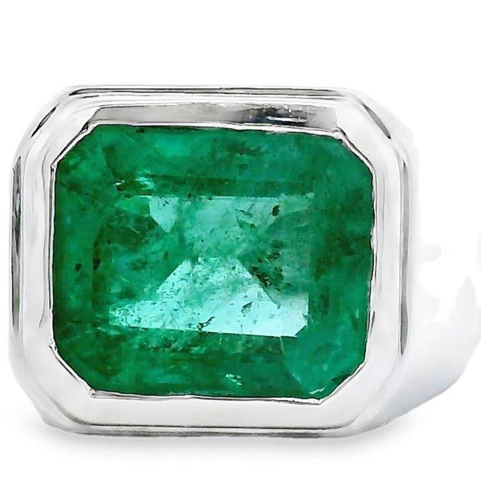 Ring - 14 karaat Witgoud - 3.71ct. tw. Smaragd, Handtassen en Accessoires, Ringen