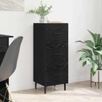 vidaXL Dressoir met lade Zwart eiken 34 x 34,5 x 90 cm, Huis en Inrichting, Kasten | Dressoirs, Verzenden, Nieuw