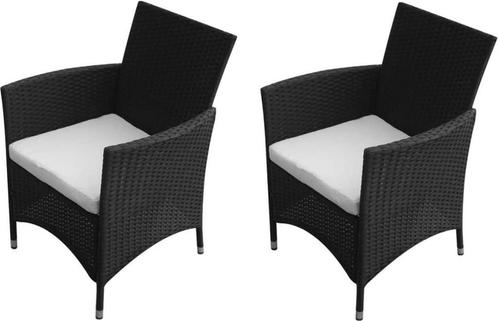 vidaXL Tuinstoelen 2 st - poly rattan - zwart, Caravans en Kamperen, Kampeermeubelen, Zo goed als nieuw, Verzenden