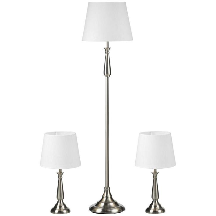 Lampenset - Vintage Luxe - 3-delige serie - Crèmekleurig, Huis en Inrichting, Lampen | Vloerlampen, Nieuw, Stof, Ophalen of Verzenden