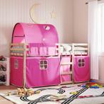 vidaXL Stapelbed met gordijnen 90x190 cm grenenhout roze, Verzenden, Nieuw