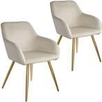 Eetkamerstoel Marilyn fluweellook, gouden poten - creme/goud, Huis en Inrichting, Stoelen, Verzenden, Nieuw