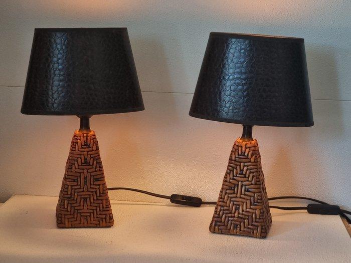 Lampe de table de chevet (2) - Rotin - Avec des cappuccini, Antiek en Kunst, Kunst | Designobjecten