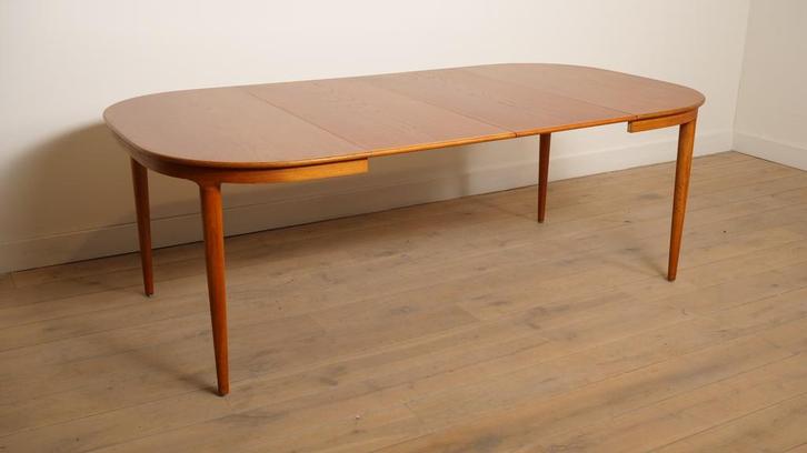Vintage eettafel | uitschuifbaar | teak | 114 cm - 214 cm, Huis en Inrichting, Tafels | Eettafels, Ophalen of Verzenden