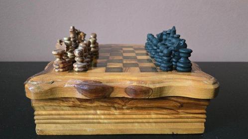 Schaakspel - Olijfhout 4 in 1 spellenkist - Hout, Antiek en Kunst, Curiosa en Brocante