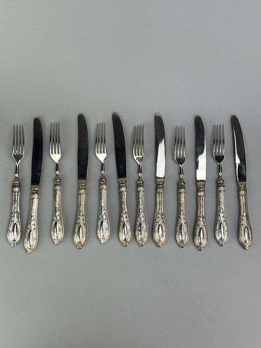 Solingen - Bestekset (12) - Staal, Verzilverd, Zilver, Antiek en Kunst, Antiek | Keukengerei
