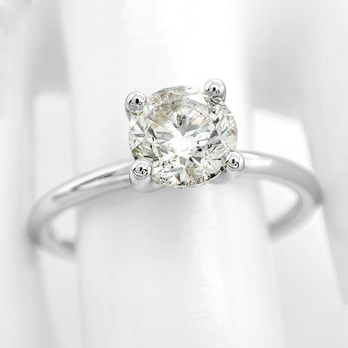Zonder Minimumprijs - Ring - 14 karaat Witgoud -  1.09ct., Handtassen en Accessoires, Ringen