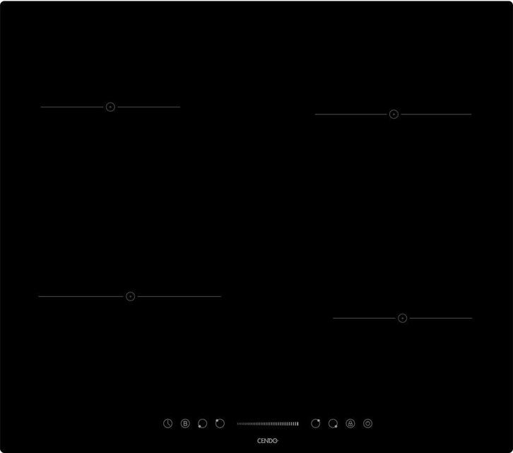Inductiekookvuur - 60 cm - 2 fase- CENDO KR945F2TS, Elektronische apparatuur, Afzuigkappen, Vrijstaand, 600 tot 800 m³ per uur