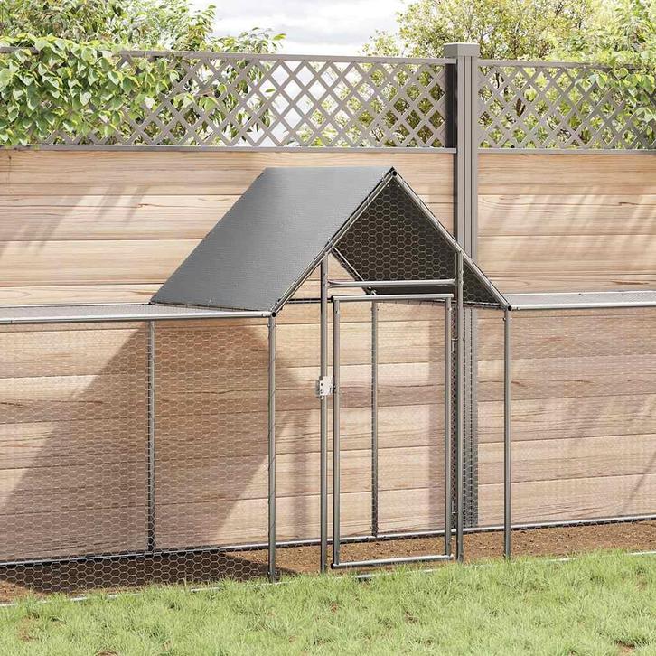 vidaXL Kippenren 9x1x1,5 m gegalvaniseerd staal, Animaux & Accessoires, Rongeurs & Lapins | Cages & Clapiers, Envoi