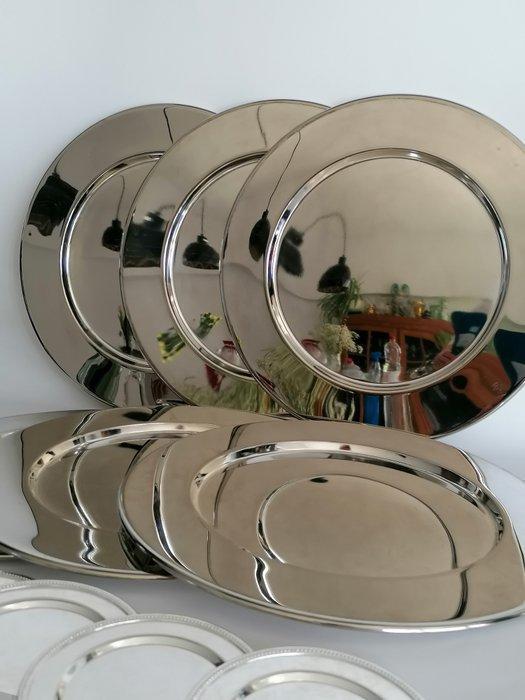 Onderbord (12) - Met glasonderzetters - Verzilverd -, Antiek en Kunst, Antiek | Meubels | Tafels