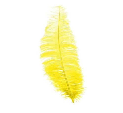 Gele Struisvogelveren 30cm 12st, Hobby en Vrije tijd, Feestartikelen, Nieuw, Verzenden