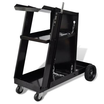 vidaXL Lasgereedschap wagen 3 planken zwart, Verzenden