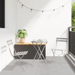 vidaXL 3-delige Beige Stalen Vouw Bistro Set, Tuin en Terras, Tuinsets en Loungesets, Verzenden, Nieuw