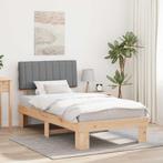 vidaXL Bedframe met Gevoerde Hoofdbord Lichtgrijs 100 x 200, Huis en Inrichting, Slaapkamer | Bedden, Verzenden, Nieuw