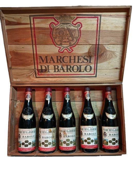 1961 x2, 1962 & 1966 x2 Marchesi di Barolo - Barolo - 5, Verzamelen, Wijnen