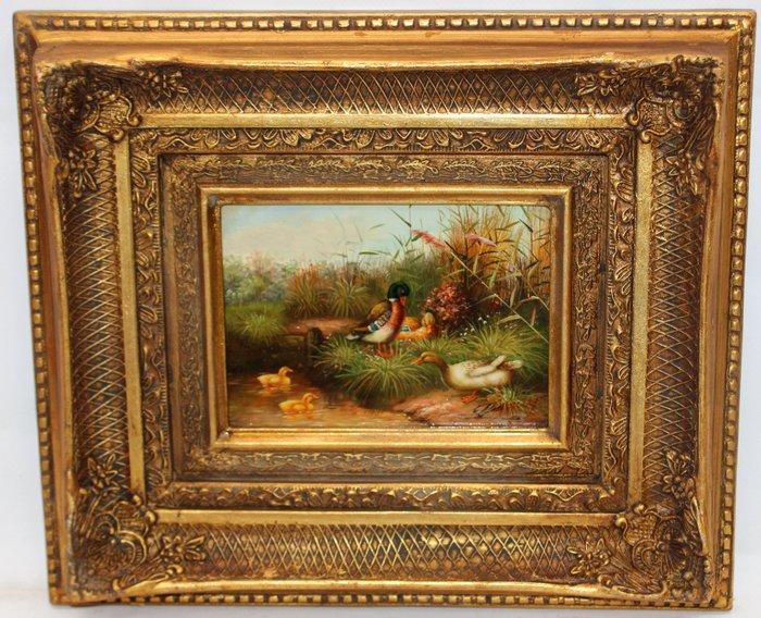 Escuela inglesa (XX) - Patos en el estanque, Antiek en Kunst, Kunst | Schilderijen | Klassiek