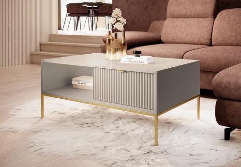 Meubella Salontafel Navil beige goud 104 cm, Huis en Inrichting, Tafels | Salontafels, Nieuw, 50 tot 100 cm, Minder dan 50 cm