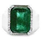 Ring Platina - 7.28ct. tw. Smaragd - Diamant, Nieuw