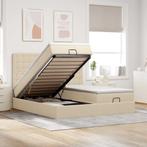vidaXL Ottoman bed met matrassen 200x200cm stof crèmekleurig, Verzenden, Nieuw