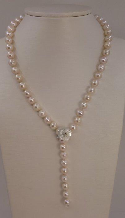 Collier Perles Akoya brillantes 8x8,5 mm, Handtassen en Accessoires, Kettingen
