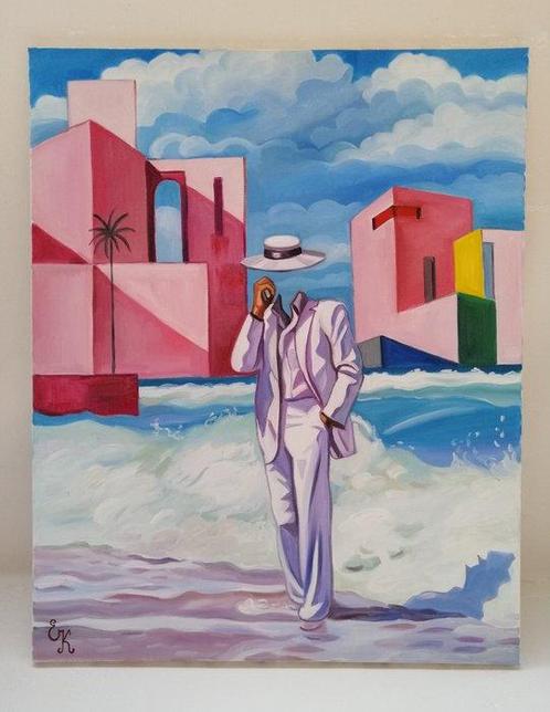 Elena Khmeleva (1966) - Architecte. Hommage à Magritte., Antiek en Kunst, Kunst | Schilderijen | Modern