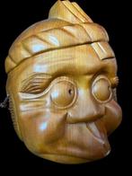 Noh masker - Hout - houten uitgehouwen Hyottoko-masker