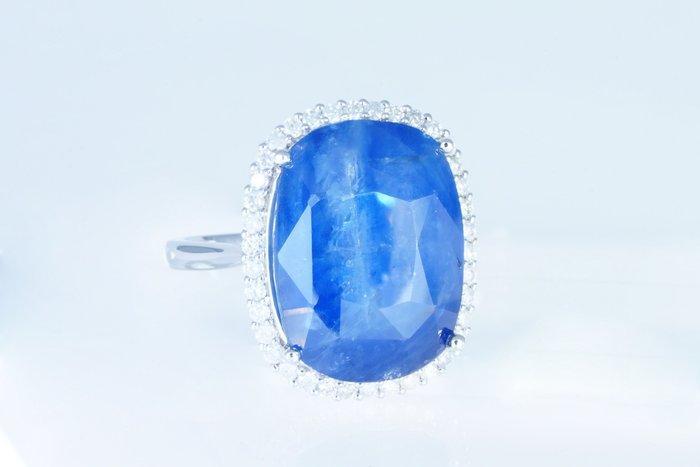 Zonder minimumprijs - Ring Platina - 17.85ct. tw. Saffier -, Handtassen en Accessoires, Ringen