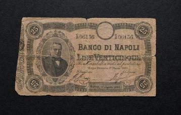 Italië, Bank van Napels - 25 Lire 01/08/1883 - Gigante BN 1A