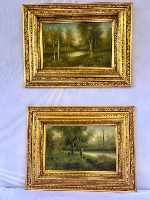 Italiaanse school (XX) - Coppia di paesaggi, Antiek en Kunst, Kunst | Schilderijen | Klassiek