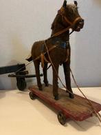 Merkloos - Jouet Trekkend paard met kar - 1920-1930