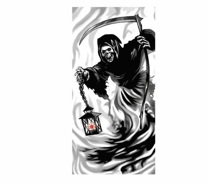 Halloween Decoratie Magere Hein 75x150cm, Hobby en Vrije tijd, Feestartikelen, Nieuw, Verzenden