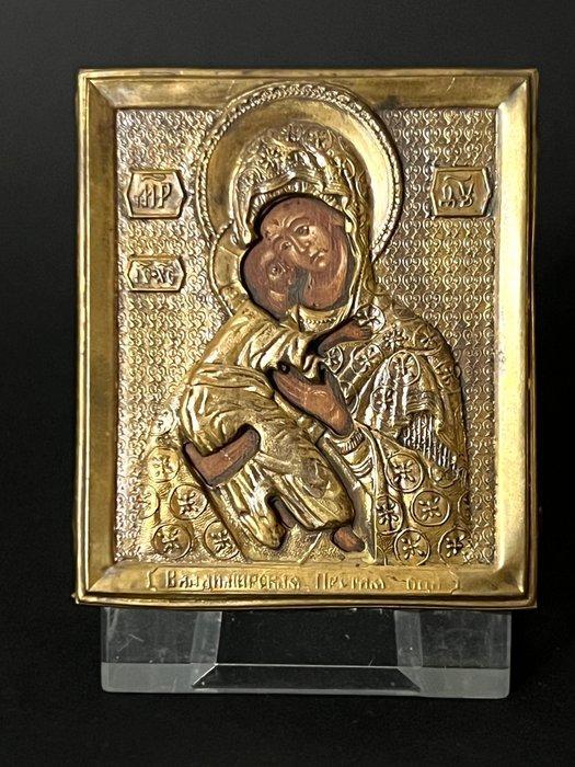 Icoon - Moeder Gods van Vladimir - Hout, Messing, Antiek en Kunst, Kunst | Niet-Westerse kunst