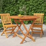 vidaXL Tuintafel inklapbaar Ø 85x75 cm massief teakhout, Tuin en Terras, Tuintafels, Verzenden, Nieuw