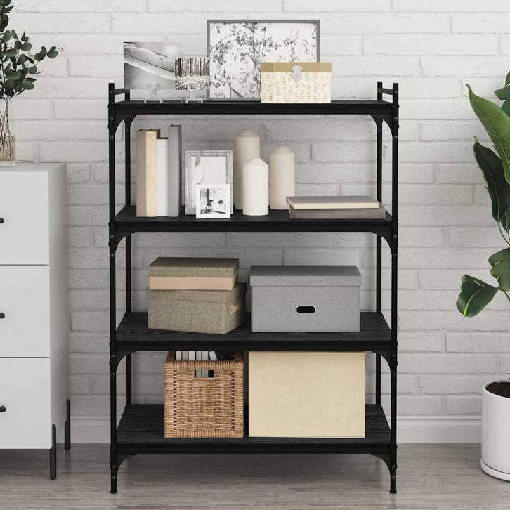 vidaXL Boekenplank Bord 4 pcs Zwart 80 x 40 x 1,5 cm Bewerkt, Huis en Inrichting, Kasten | Boekenkasten, Nieuw, Verzenden