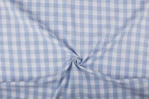 Boerenbont stof lichtblauw 18mm geruit - Katoen stof op rol, Hobby en Vrije tijd, Stoffen en Lappen, Verzenden