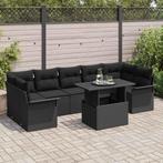 vidaXL Tuinbank Set met kussen 8 pcs Zwart poly rattan, Verzenden, Nieuw