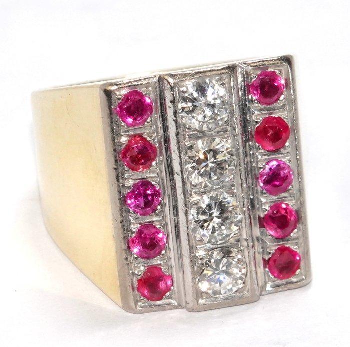 Ring - 14 karaat Geel goud, Witgoud - 1.60ct. tw. Diamant, Handtassen en Accessoires, Ringen