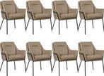 Set van 8 Taupe leren industriële design eetkamerstoelen -, Nieuw, Vijf, Zes of meer stoelen, Industrieel, Leer