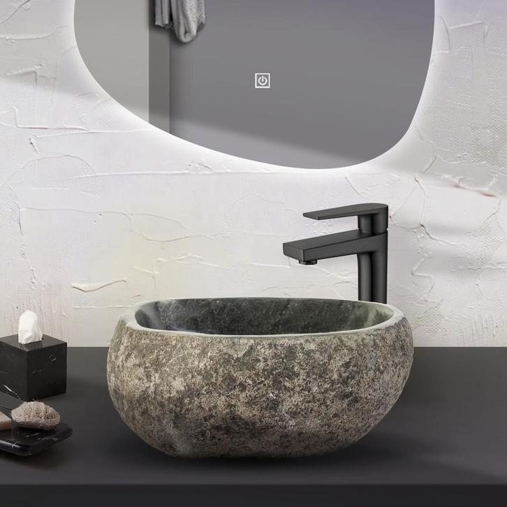 Waskom BWS Stone 35x15x12 cm Riviersteen Grijs, Doe-het-zelf en Bouw, Sanitair, Overige typen, Nieuw, Ophalen of Verzenden