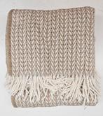 Exclusieve plaid in kameel- en roomkleurig katoen -