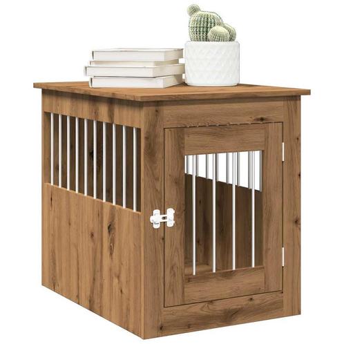 vidaXL Hondenbench 55x75x65 cm bewerkt hout artisanaal, Dieren en Toebehoren, Hondenhokken, Nieuw, Verzenden