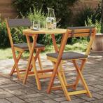 vidaXL Tuin Bistro Set met kussen 3 pcs Bruin Massief, Tuin en Terras, Verzenden, Nieuw