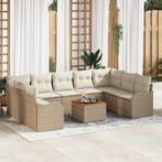 vidaXL Tuinbank Set 10 pcs Beige, wit Riet, polyester, Tuin en Terras, Verzenden, Nieuw