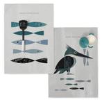 Set van 2 theedoeken Kingfisher | Happy Friday, Huis en Inrichting, Verzenden, Nieuw