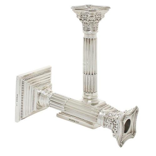 D Bros - Kaarsenhouder (2) - .925 zilver - 21 cm H., Antiek en Kunst, Antiek | Zilver en Goud