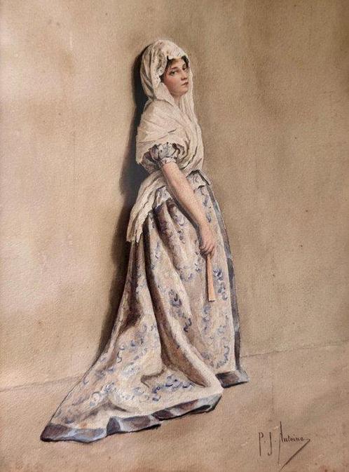 Pierre Joseph Antoine (1840-1913) (Belgium) - A full-length, Antiek en Kunst, Kunst | Schilderijen | Klassiek