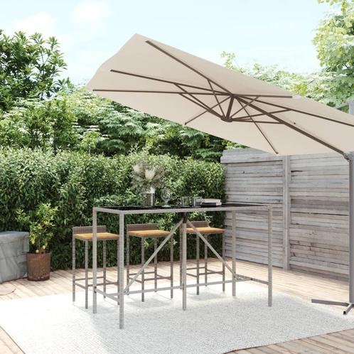 vidaXL Bartafel met glazen blad 180x70x110 cm poly rattan, Tuin en Terras, Tuintafels, Nieuw, Verzenden