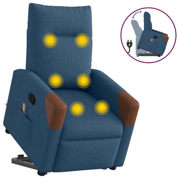vidaXL Sta-op-massagestoel verstelbaar stof blauw, Huis en Inrichting, Fauteuils, Nieuw, Verzenden