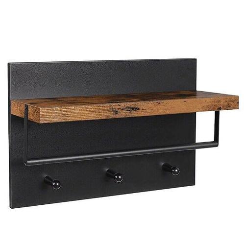 Wandkapstok wandplanken kapstokpaneel met 3 haken zwart, Maison & Meubles, Accessoires pour la Maison | Portemanteaux, Enlèvement ou Envoi